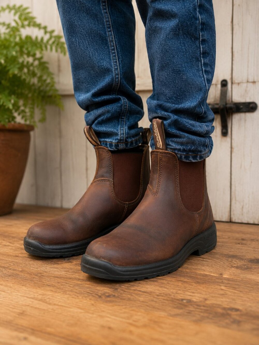 Blundstone 164 CSA Safety Toe Chelsea Work Boots Rustic Brown Mens 10.5 US